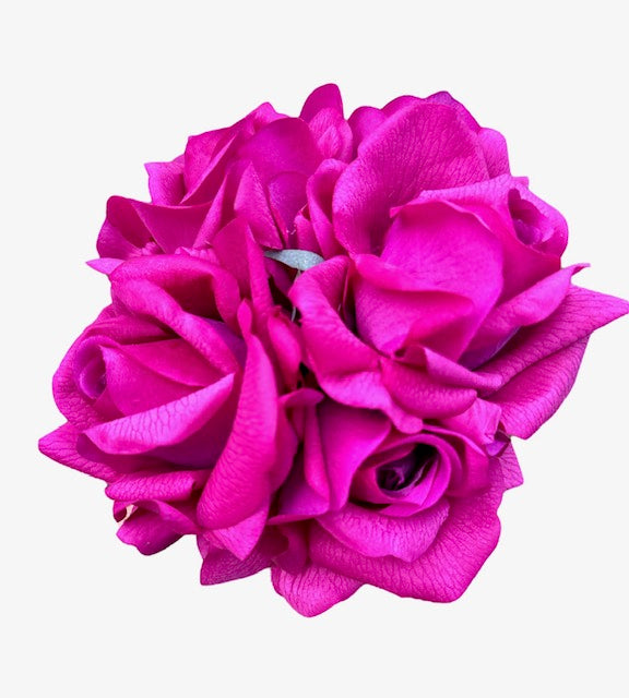 Bundle of 5 Fuchsia Real Touch Faux Roses