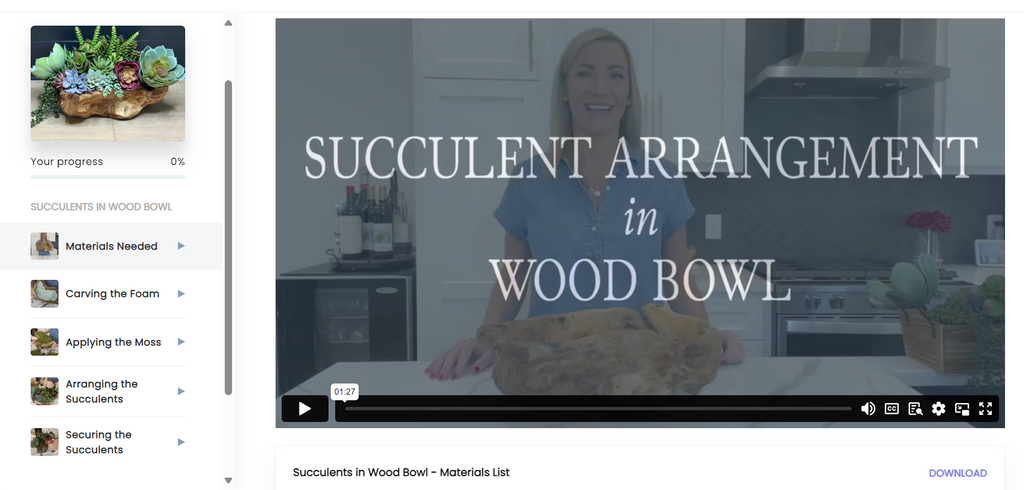 Succulents in Wood Bowl Video Course