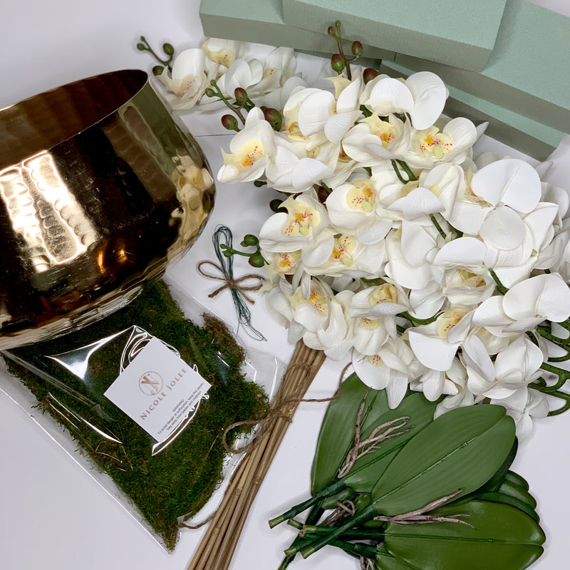9 Orchid Stems in Roberi Bowl Arrangement Kit